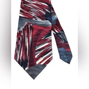 Repp Ltd 100% Silk Big and Tall Athletic Mens Tie Abstract red, blue-gray, white